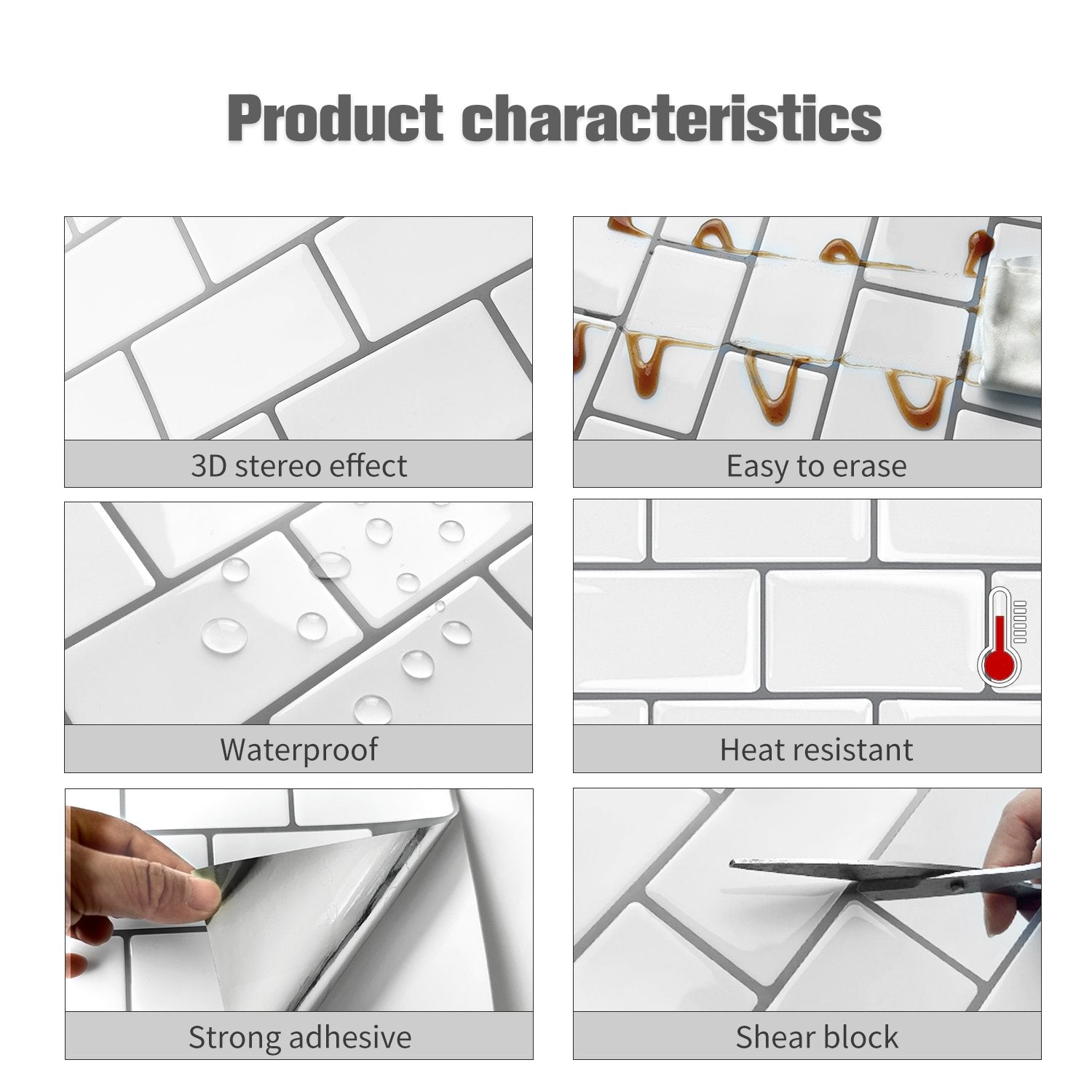 Subway White Color Vinyl Tiles T80053 by Vivid Tiles | Souqify