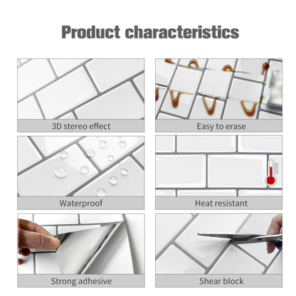 Subway White Color Vinyl Tiles T80053 by Vivid Tiles | Souqify