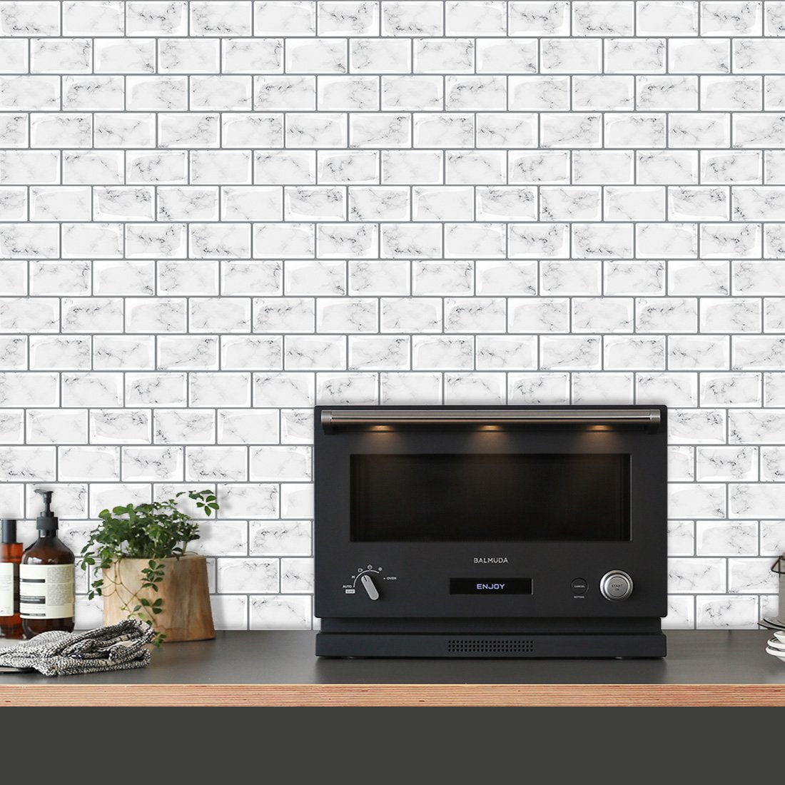 Subway White Marble Vinyl Tiles T80018 by Vivid Tiles | Souqify