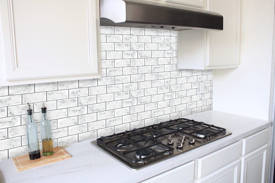 Subway White Marble Vinyl Tiles T80018 by Vivid Tiles | Souqify