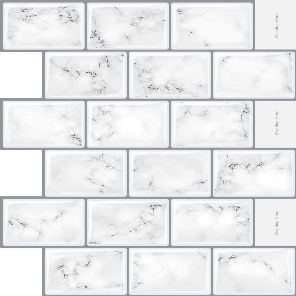 Subway White Marble Vinyl Tiles T80018 by Vivid Tiles | Souqify