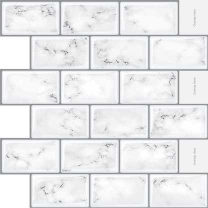 Subway White Marble Vinyl Tiles T80018 by Vivid Tiles | Souqify