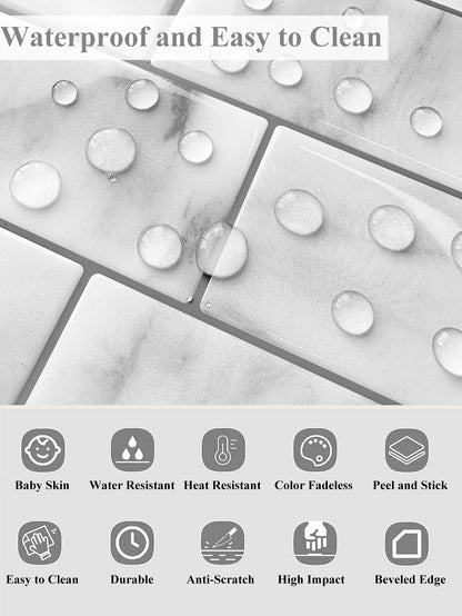 Subway White Marble Vinyl Tiles T80700 by Vivid Tiles | Souqify