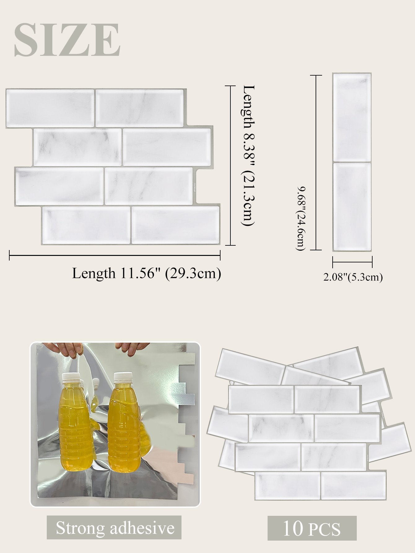 Subway White Marble Vinyl Tiles T80700 by Vivid Tiles | Souqify