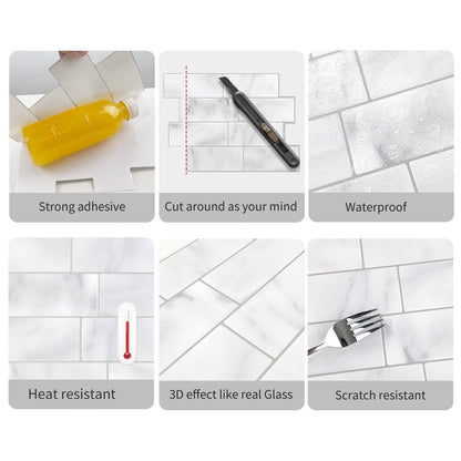 Subway White Marble Vinyl Tiles T80700 by Vivid Tiles | Souqify