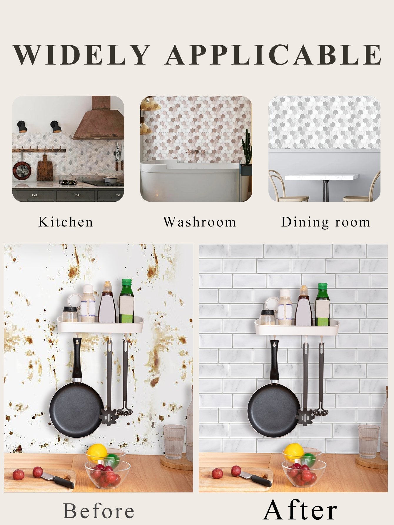Subway White Marble Vinyl Tiles T80700 by Vivid Tiles | Souqify