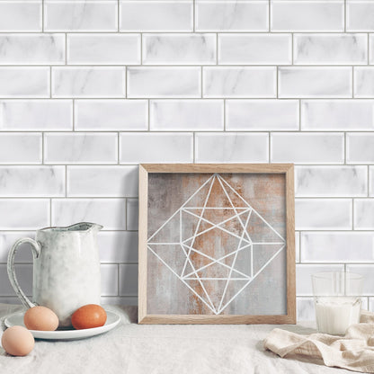 Subway White Marble Vinyl Tiles T80700 by Vivid Tiles | Souqify