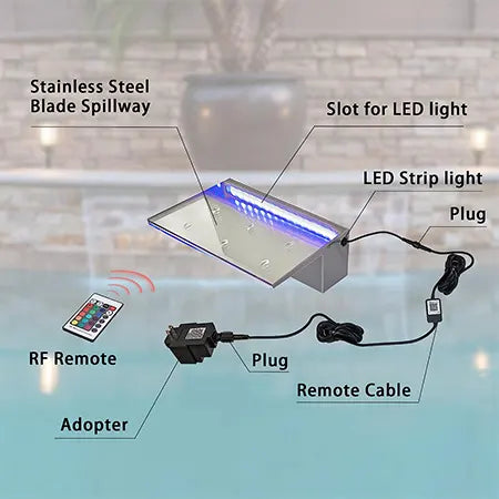 Swimming pool waterfall lights | Illuminate your pool by Aquatic Pools & Fountains LLC | Souqify