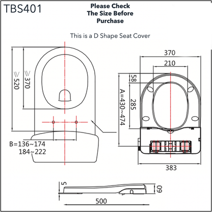 TBS401 - Bidet Seat Cover - D Shape by TUSCANI | Souqify