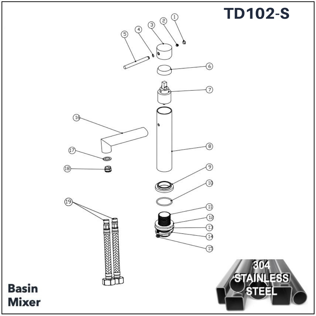 TD102-S - Basin Mixer (304 Stainless Steel) by TUSCANI | Souqify