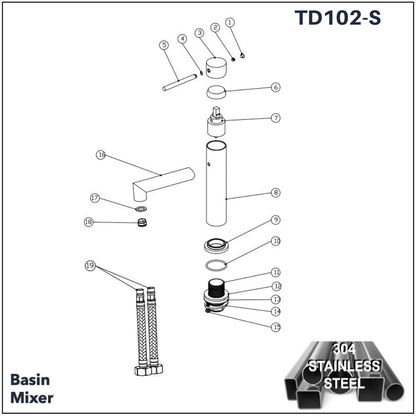 TD102-S - Basin Mixer (304 Stainless Steel) by TUSCANI | Souqify