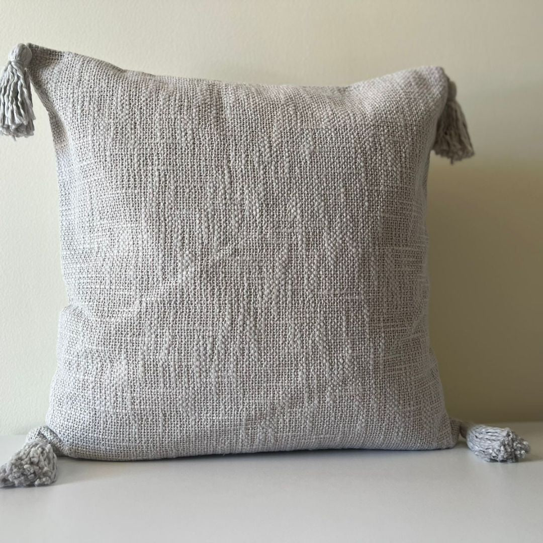 Textured Throw Cushion Covers Set Silver Grey 45 x 45 cm by Luv Saffron | Souqify