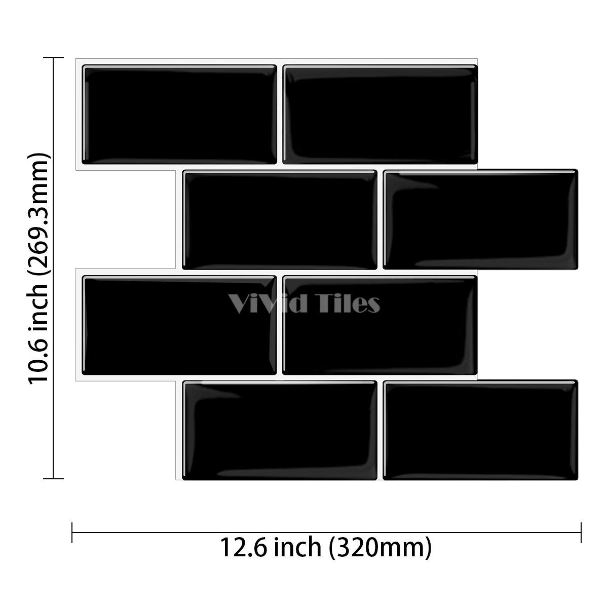 Thick 1.6mm 12.6*10.6 Inch Peel And Stick Black With White Grout Brick Vinyl Wall Tile Home Decor Kitchen Bathroom Living Room VP222 by Vivid Tiles | Souqify