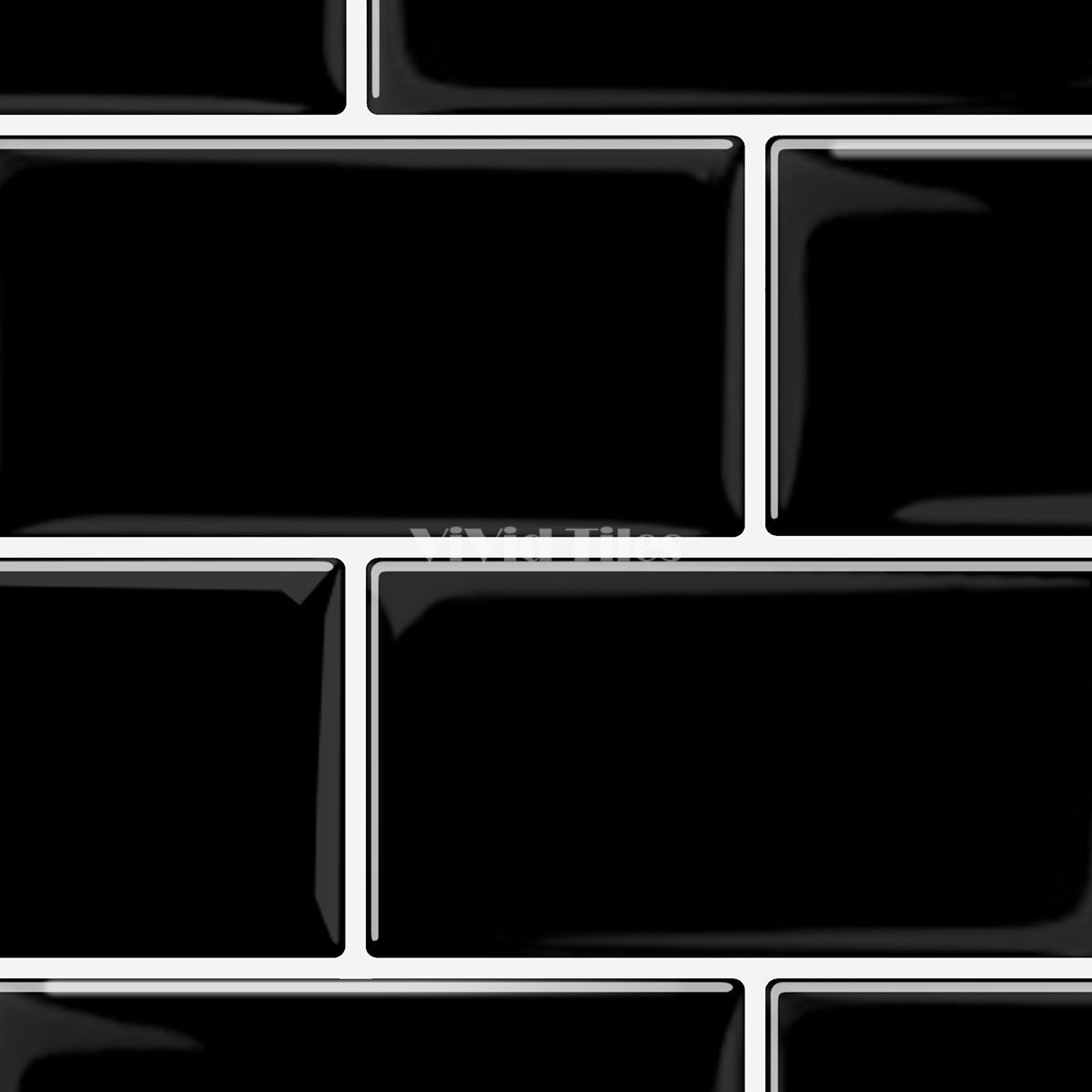 Thick 1.6mm 12.6*10.6 Inch Peel And Stick Black With White Grout Brick Vinyl Wall Tile Home Decor Kitchen Bathroom Living Room VP222 by Vivid Tiles | Souqify