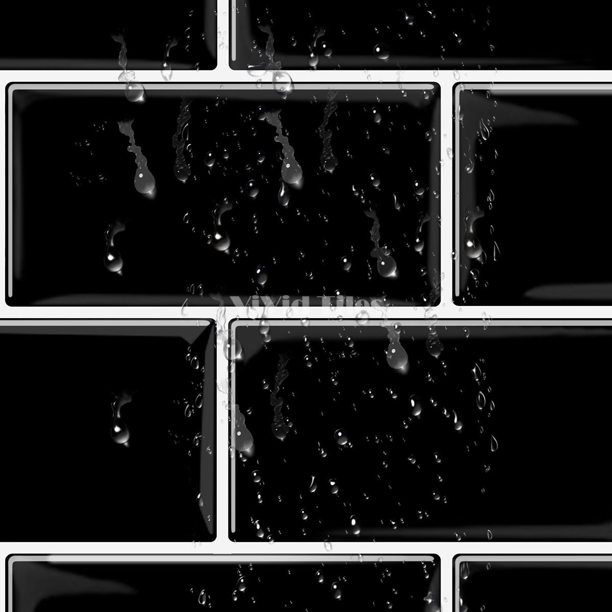 Thick 1.6mm 12.6*10.6 Inch Peel And Stick Black With White Grout Brick Vinyl Wall Tile Home Decor Kitchen Bathroom Living Room VP222 by Vivid Tiles | Souqify