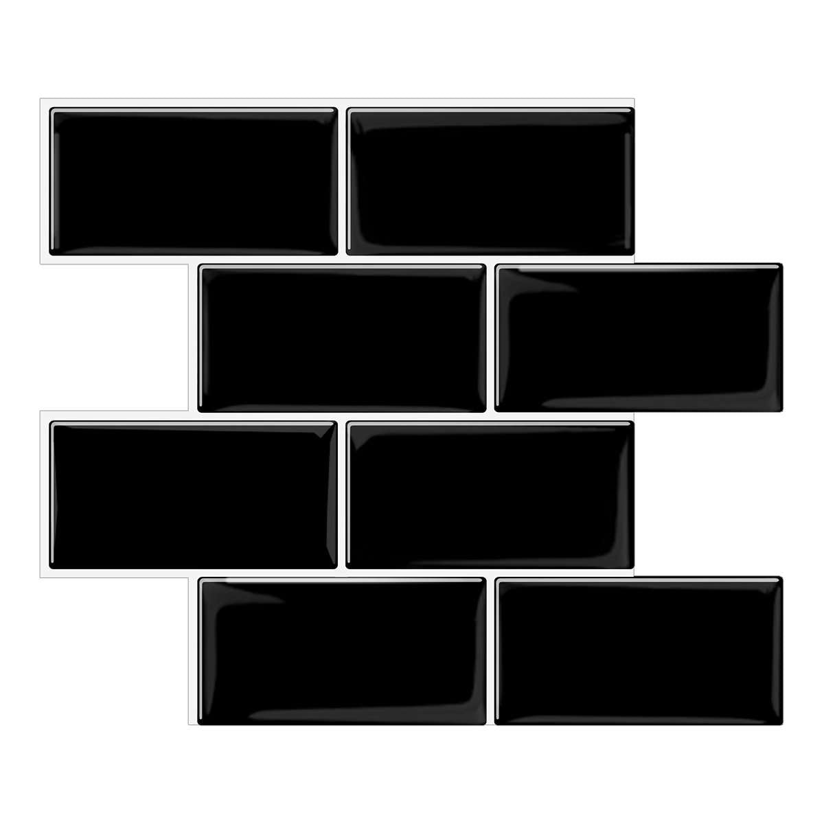 Thick 1.6mm 12.6*10.6 Inch Peel And Stick Black With White Grout Brick Vinyl Wall Tile Home Decor Kitchen Bathroom Living Room VP222 by Vivid Tiles | Souqify
