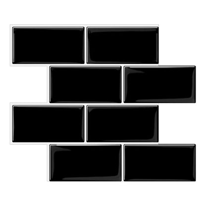 Thick 1.6mm 12.6*10.6 Inch Peel And Stick Black With White Grout Brick Vinyl Wall Tile Home Decor Kitchen Bathroom Living Room VP222 by Vivid Tiles | Souqify