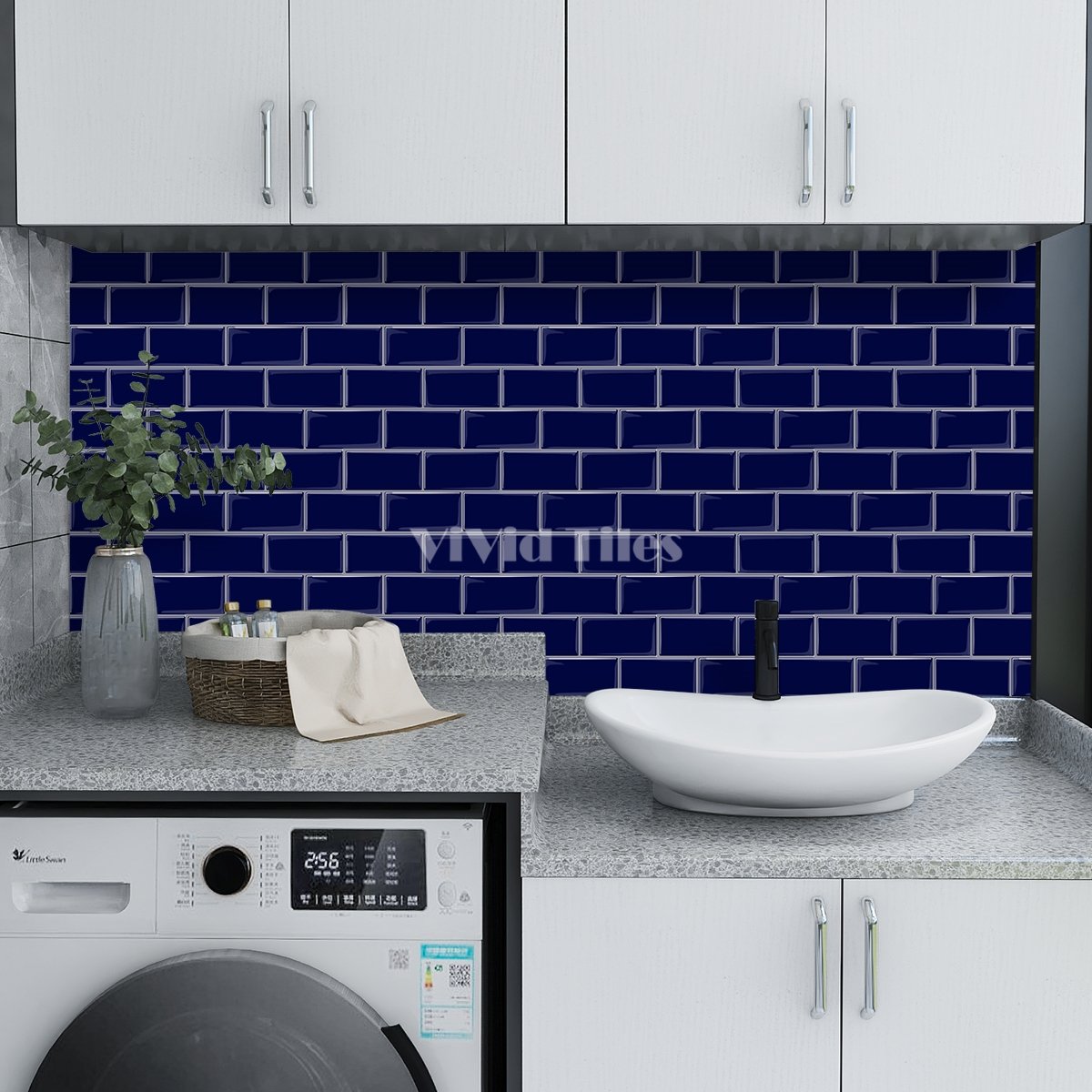 Thick 1.6mm 12.6*10.6 Inch Peel And Stick Blue Brick Vinyl Wall Tile Home Decor Kitchen Bathroom Living Room VP221 by Vivid Tiles | Souqify