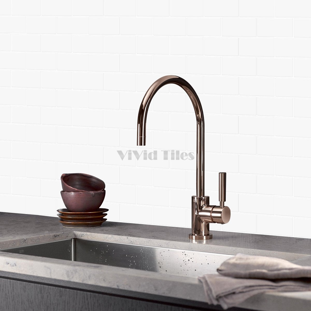 Thick 1.6mm 12.6*10.6 Inch Peel And Stick Pure White Brick Vinyl Wall Tile Home Decor Kitchen Bathroom Living Room VP216 by Vivid Tiles | Souqify