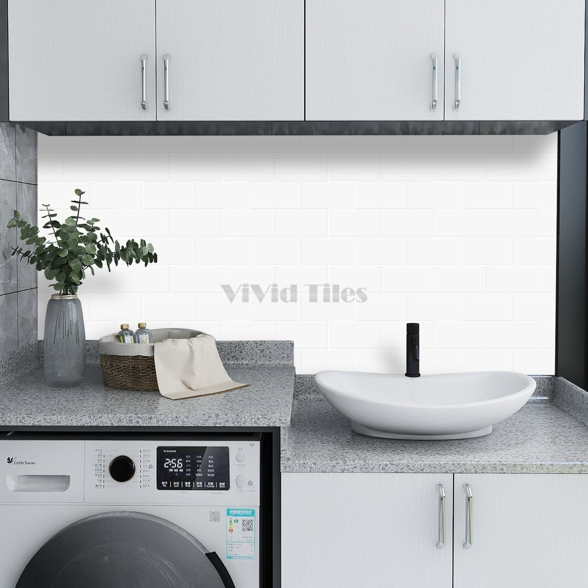 Thick 1.6mm 12.6*10.6 Inch Peel And Stick Pure White Brick Vinyl Wall Tile Home Decor Kitchen Bathroom Living Room VP216 by Vivid Tiles | Souqify