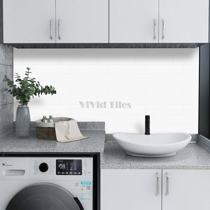 Thick 1.6mm 12.6*10.6 Inch Peel And Stick Pure White Brick Vinyl Wall Tile Home Decor Kitchen Bathroom Living Room VP216 by Vivid Tiles | Souqify