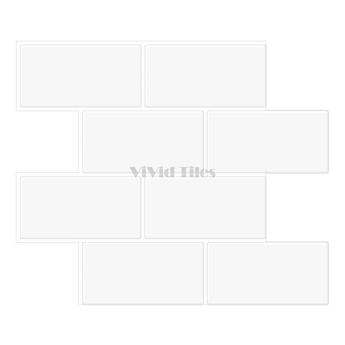 Thick 1.6mm 12.6*10.6 Inch Peel And Stick Pure White Brick Vinyl Wall Tile Home Decor Kitchen Bathroom Living Room VP216 by Vivid Tiles | Souqify