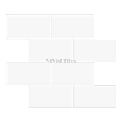 Thick 1.6mm 12.6*10.6 Inch Peel And Stick Pure White Brick Vinyl Wall Tile Home Decor Kitchen Bathroom Living Room VP216 by Vivid Tiles | Souqify