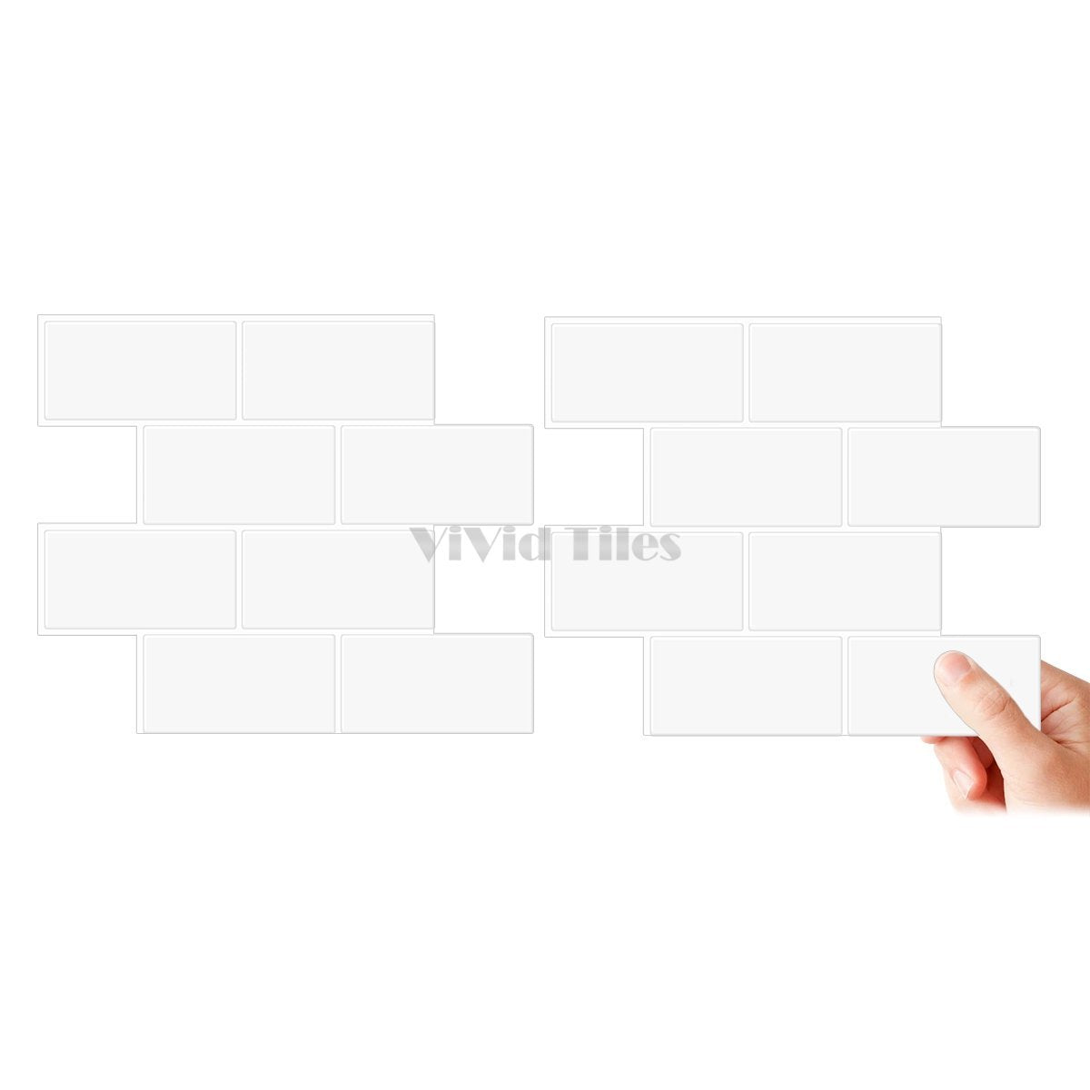Thick 1.6mm 12.6*10.6 Inch Peel And Stick Pure White Brick Vinyl Wall Tile Home Decor Kitchen Bathroom Living Room VP216 by Vivid Tiles | Souqify