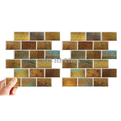 Thick 1.6mm 12 X 12 Inch Peel And Stick Gold Marble Brick Vinyl Wall Tile Home Decor VP102 by Vivid Tiles | Souqify
