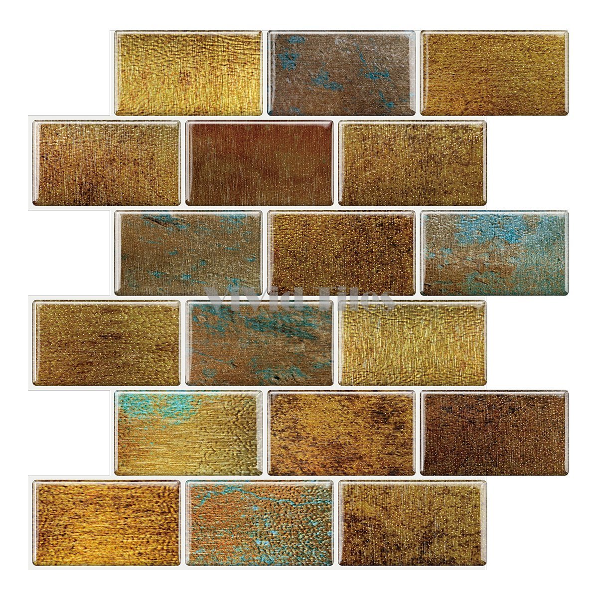 Thick 1.6mm 12 X 12 Inch Peel And Stick Gold Marble Brick Vinyl Wall Tile Home Decor VP102 by Vivid Tiles | Souqify