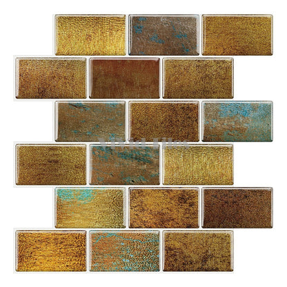 Thick 1.6mm 12 X 12 Inch Peel And Stick Gold Marble Brick Vinyl Wall Tile Home Decor VP102 by Vivid Tiles | Souqify