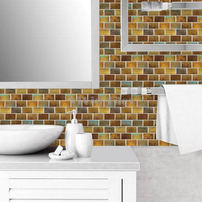 Thick 1.6mm 12 X 12 Inch Peel And Stick Gold Marble Brick Vinyl Wall Tile Home Decor VP102 by Vivid Tiles | Souqify