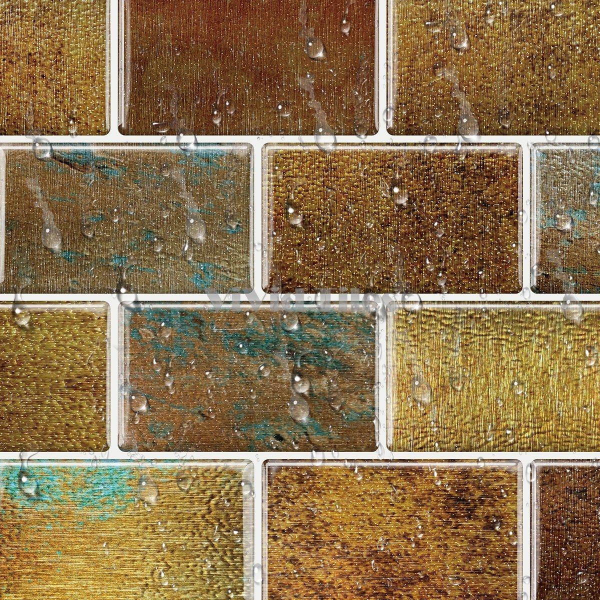 Thick 1.6mm 12 X 12 Inch Peel And Stick Gold Marble Brick Vinyl Wall Tile Home Decor VP102 by Vivid Tiles | Souqify