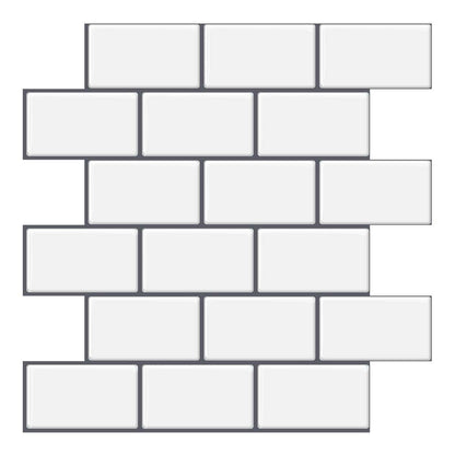 Thick 1.6mm 12 X 12 Inch Peel And Stick White With Dark Grey Grout Brick Vinyl Wall Tile Home Decor VP101 by Vivid Tiles | Souqify