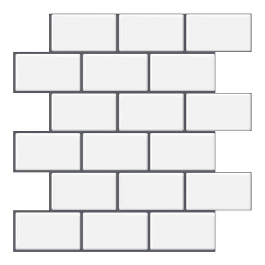 Thick 1.6mm 12 X 12 Inch Peel And Stick White With Dark Grey Grout Brick Vinyl Wall Tile Home Decor VP101 by Vivid Tiles | Souqify