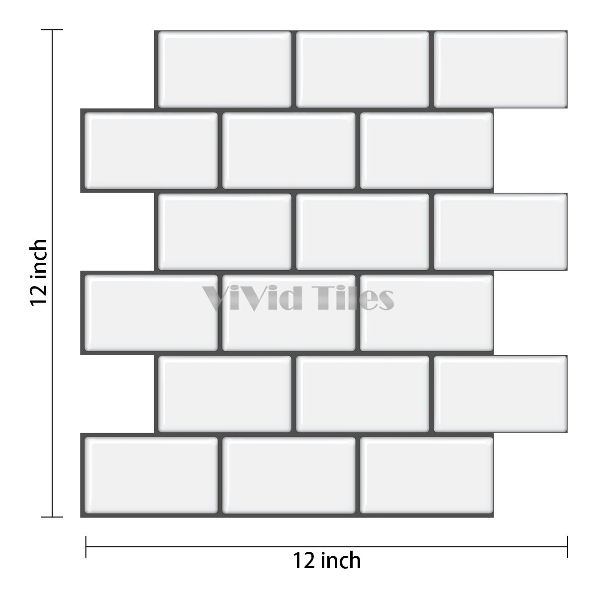 Thick 1.6mm 12 X 12 Inch Peel And Stick White With Dark Grey Grout Brick Vinyl Wall Tile Home Decor VP101 by Vivid Tiles | Souqify