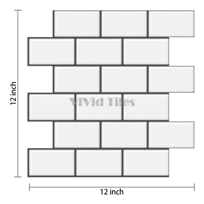 Thick 1.6mm 12 X 12 Inch Peel And Stick White With Dark Grey Grout Brick Vinyl Wall Tile Home Decor VP101 by Vivid Tiles | Souqify