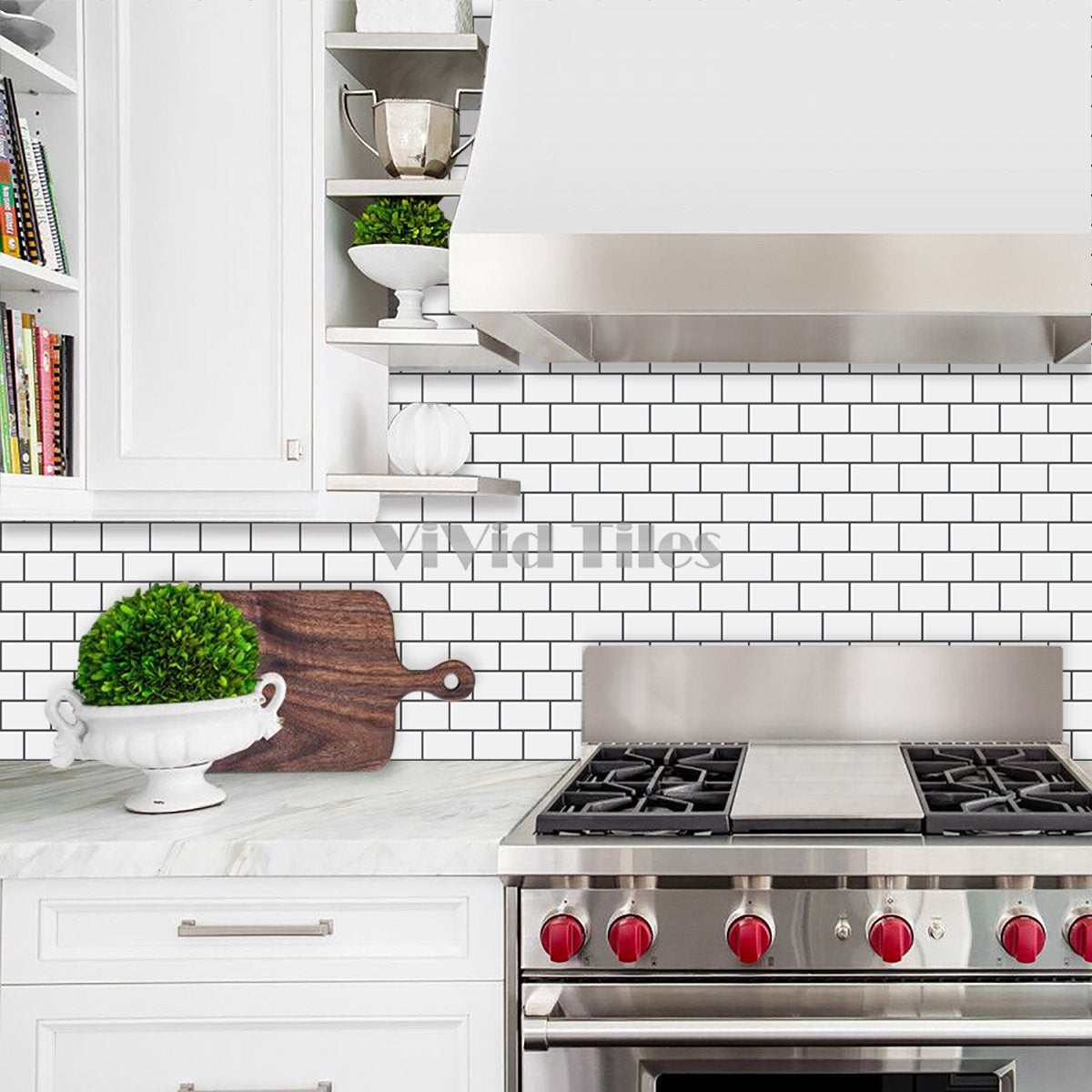 Thick 1.6mm 12 X 12 Inch Peel And Stick White With Dark Grey Grout Brick Vinyl Wall Tile Home Decor VP101 by Vivid Tiles | Souqify