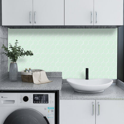 Thick 1.6mm Hexagon Shape 12 X 12 Inch Peel And Stick Green With White Grout Hexagon Vinyl Wall Tile Home Decor VP517 by Vivid Tiles | Souqify