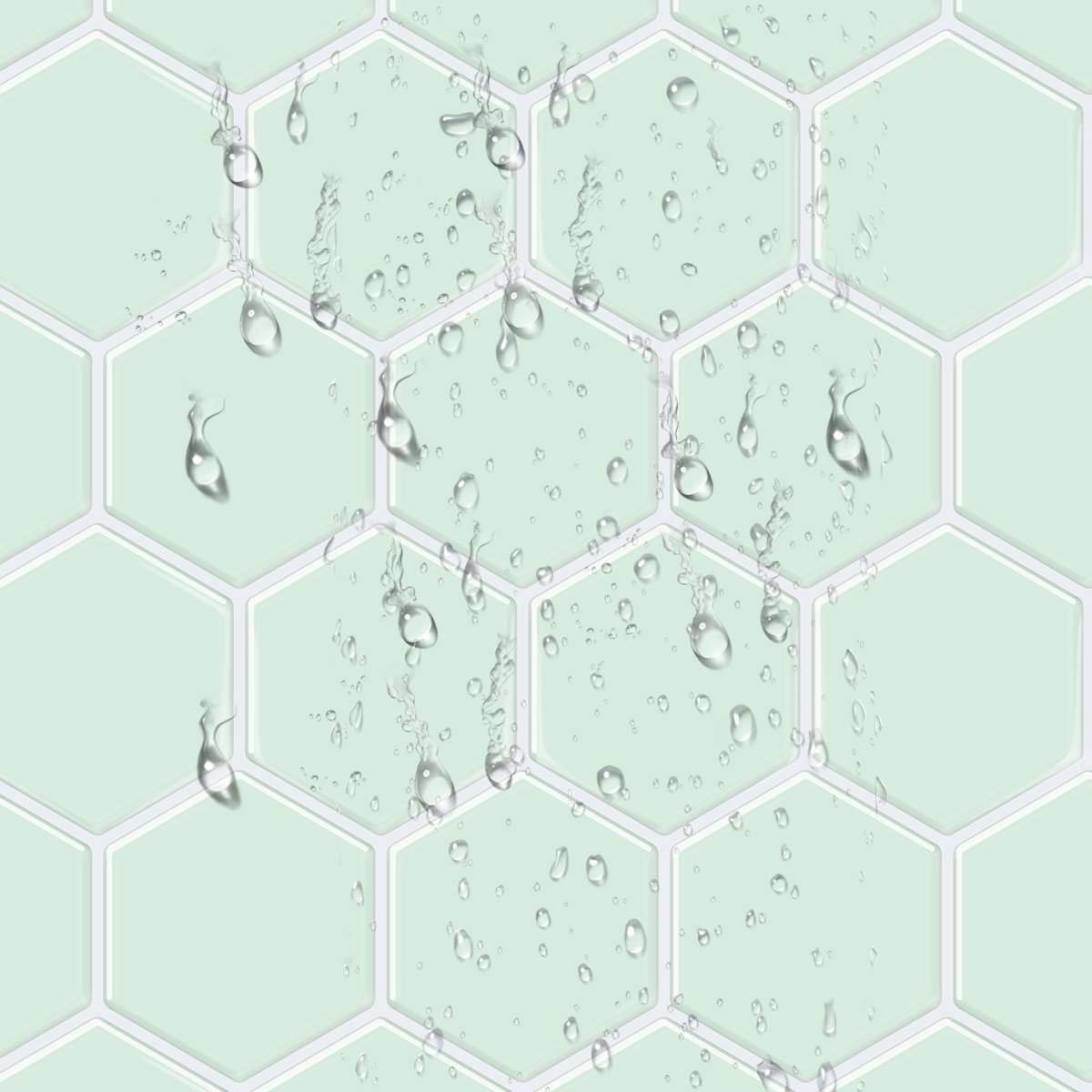 Thick 1.6mm Hexagon Shape 12 X 12 Inch Peel And Stick Green With White Grout Hexagon Vinyl Wall Tile Home Decor VP517 by Vivid Tiles | Souqify