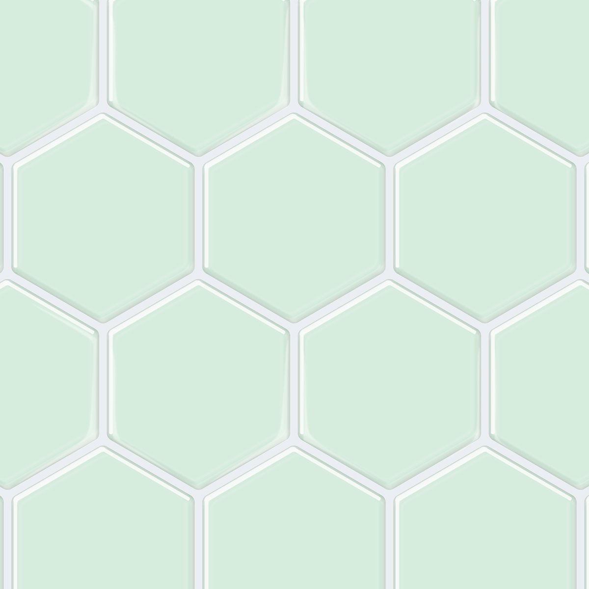 Thick 1.6mm Hexagon Shape 12 X 12 Inch Peel And Stick Green With White Grout Hexagon Vinyl Wall Tile Home Decor VP517 by Vivid Tiles | Souqify