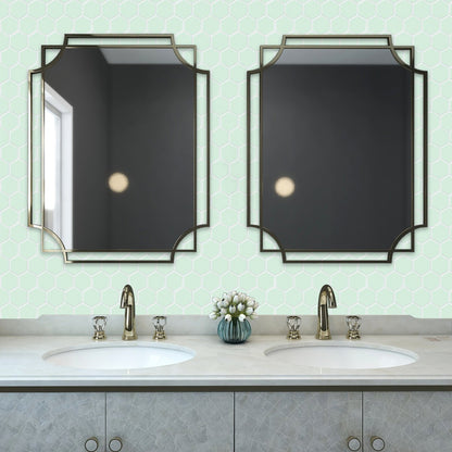 Thick 1.6mm Hexagon Shape 12 X 12 Inch Peel And Stick Green With White Grout Hexagon Vinyl Wall Tile Home Decor VP517 by Vivid Tiles | Souqify
