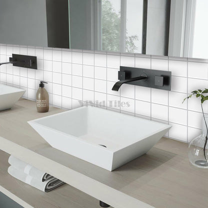 Thick 1.6mm Square Shape 12 X 12 Inch Peel And Stick White With Grey Grout Brick Vinyl Wall Tile Home Decor Kitchen Bathroom Living Room VP500-B by Vivid Tiles | Souqify