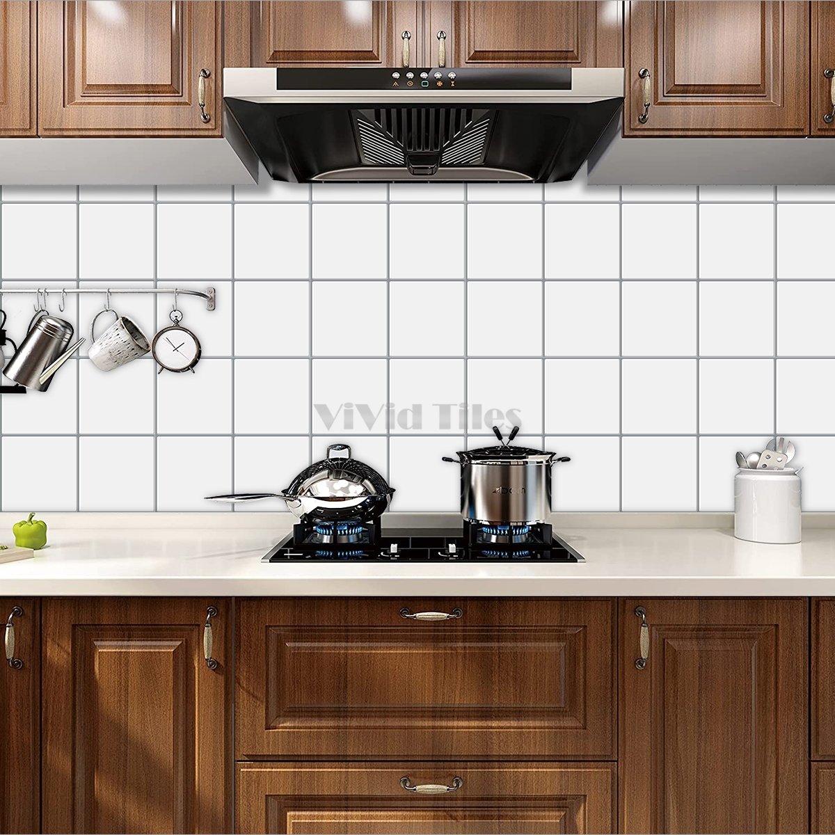 Thick 1.6mm Square Shape 12 X 12 Inch Peel And Stick White With Grey Grout Square Shape Vinyl Wall Tile Home Decor Kitchen Bathroom Living Room VP526 by Vivid Tiles | Souqify