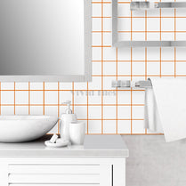 Thick 1.6mm Square Shape 12 X 12 Inch Peel And Stick White With Orange Grout Square Vinyl Wall Tile Home Decor Kitchen Bathroom Living Room VP500-C by Vivid Tiles | Souqify