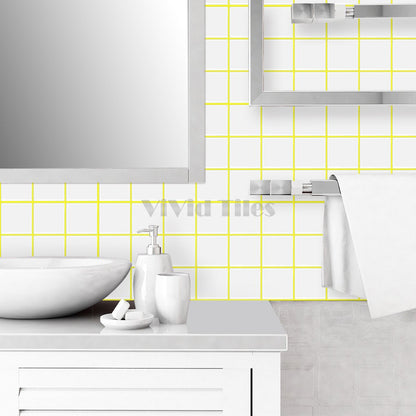 Thick 1.6mm Square Shape 12 X 12 Inch Peel And Stick White With Yellow Grout Square Vinyl Wall Tile Home Decor Kitchen Bathroom Living Room VP500-D by Vivid Tiles | Souqify