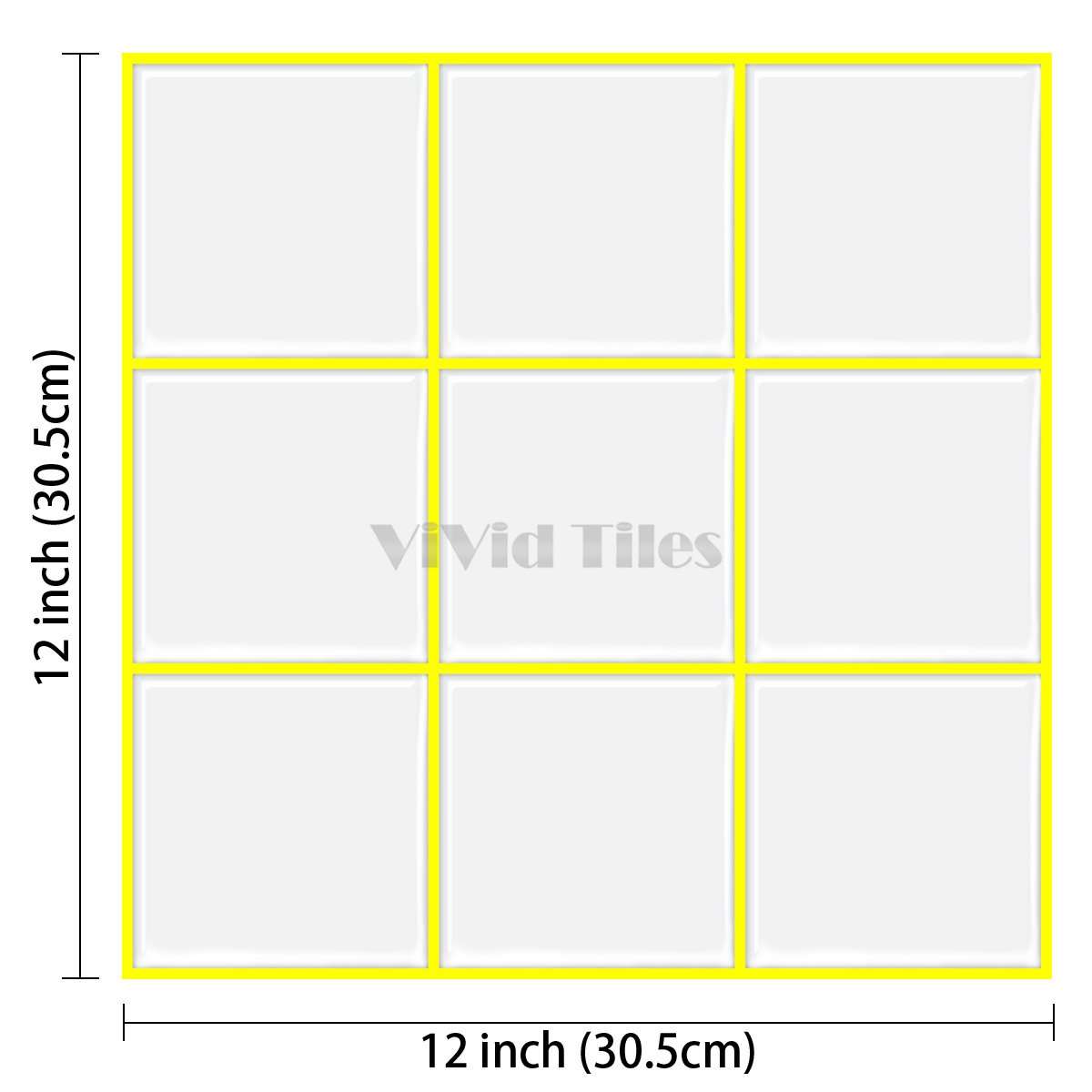 Thick 1.6mm Square Shape 12 X 12 Inch Peel And Stick White With Yellow Grout Square Vinyl Wall Tile Home Decor Kitchen Bathroom Living Room VP500-D by Vivid Tiles | Souqify