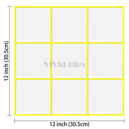 Thick 1.6mm Square Shape 12 X 12 Inch Peel And Stick White With Yellow Grout Square Vinyl Wall Tile Home Decor Kitchen Bathroom Living Room VP500-D by Vivid Tiles | Souqify