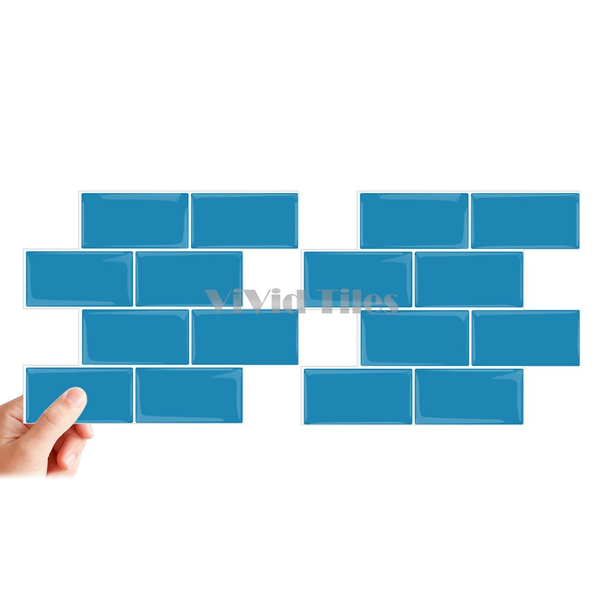 Thicker Blue Subway Vinyl Tile With White Grout HB218 by Vivid Tiles | Souqify