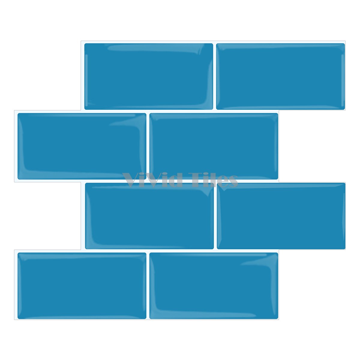 Thicker Blue Subway Vinyl Tile With White Grout HB218 by Vivid Tiles | Souqify